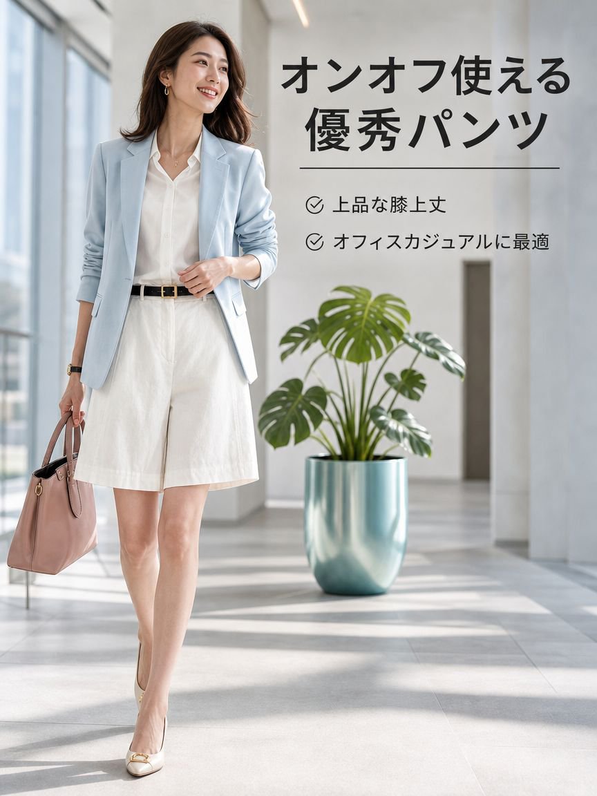夏用レディーススリム快適ストレートショートパンツ