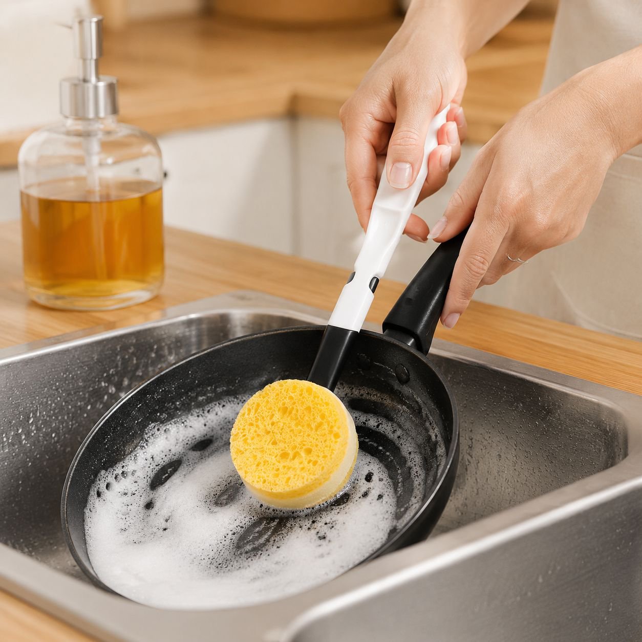Cepillo de algodón para ollas con mango largo para cocina, limpiador doméstico, borrador mágico