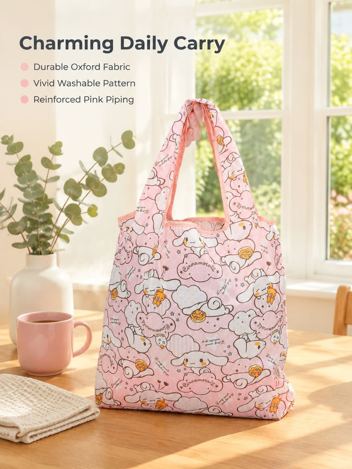 Large Reusable Shopping Bag, Foldable, Sturdy and Easy to Carry