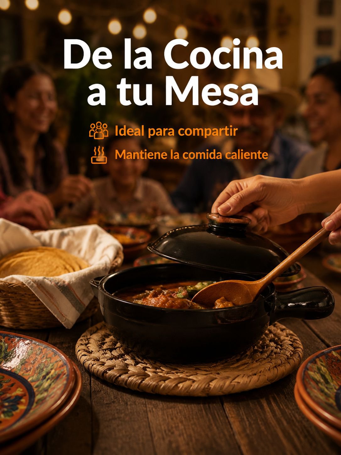 Pequeña cazuela de barro con asa para el hogar, perfecta para sopas y guisos variados