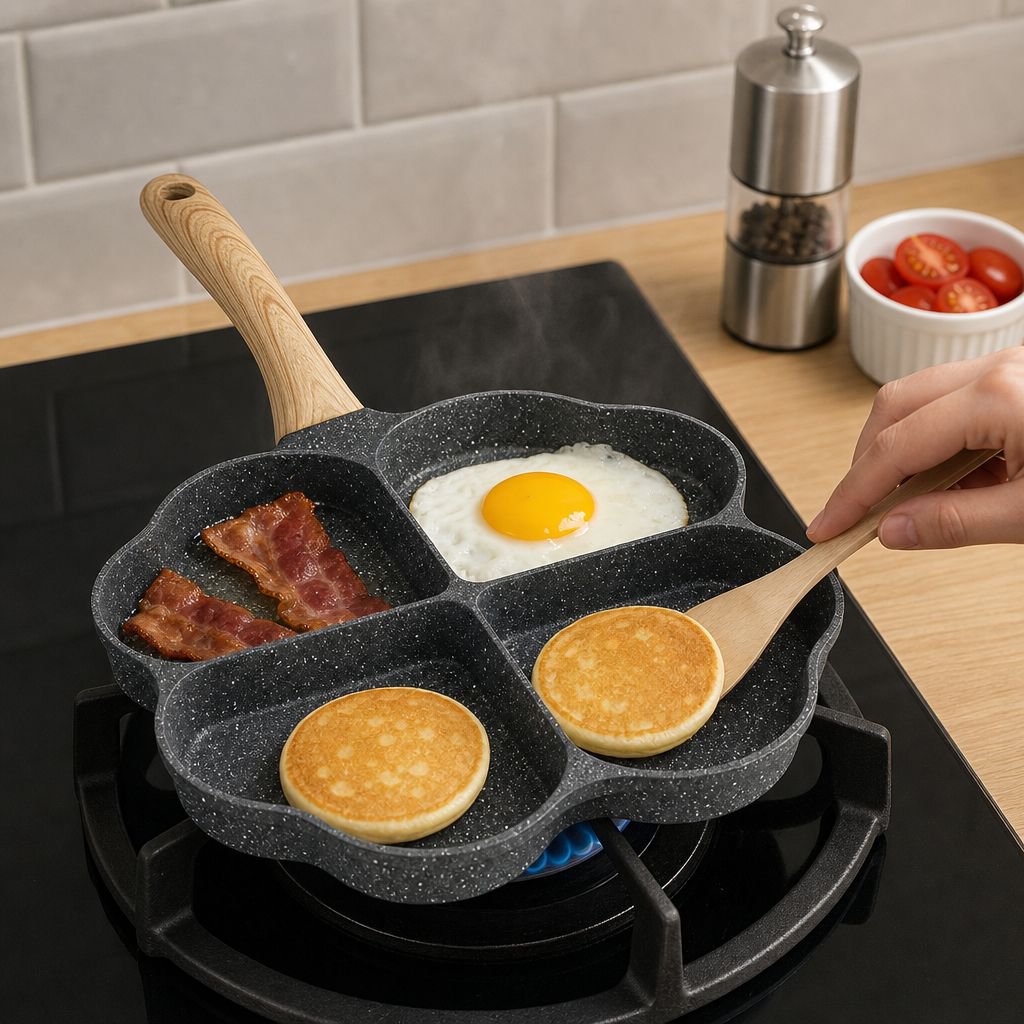 Household Love-shaped Four-hole Breakfast Omelette Mini Non-stick Pan