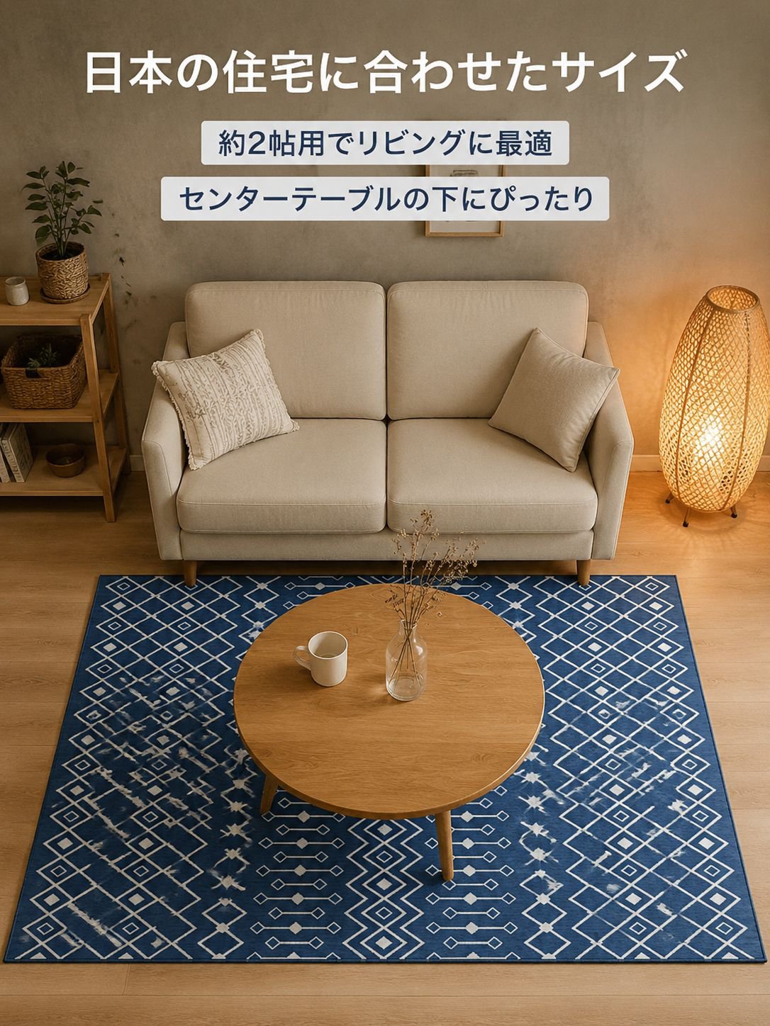 リビング用幾何学模様ラグ