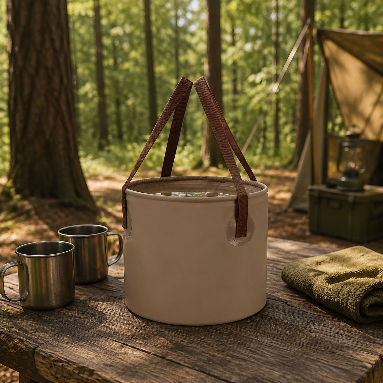 Collapsible Handheld Large Capacity Outdoor Water Bucket for Camping and Travel