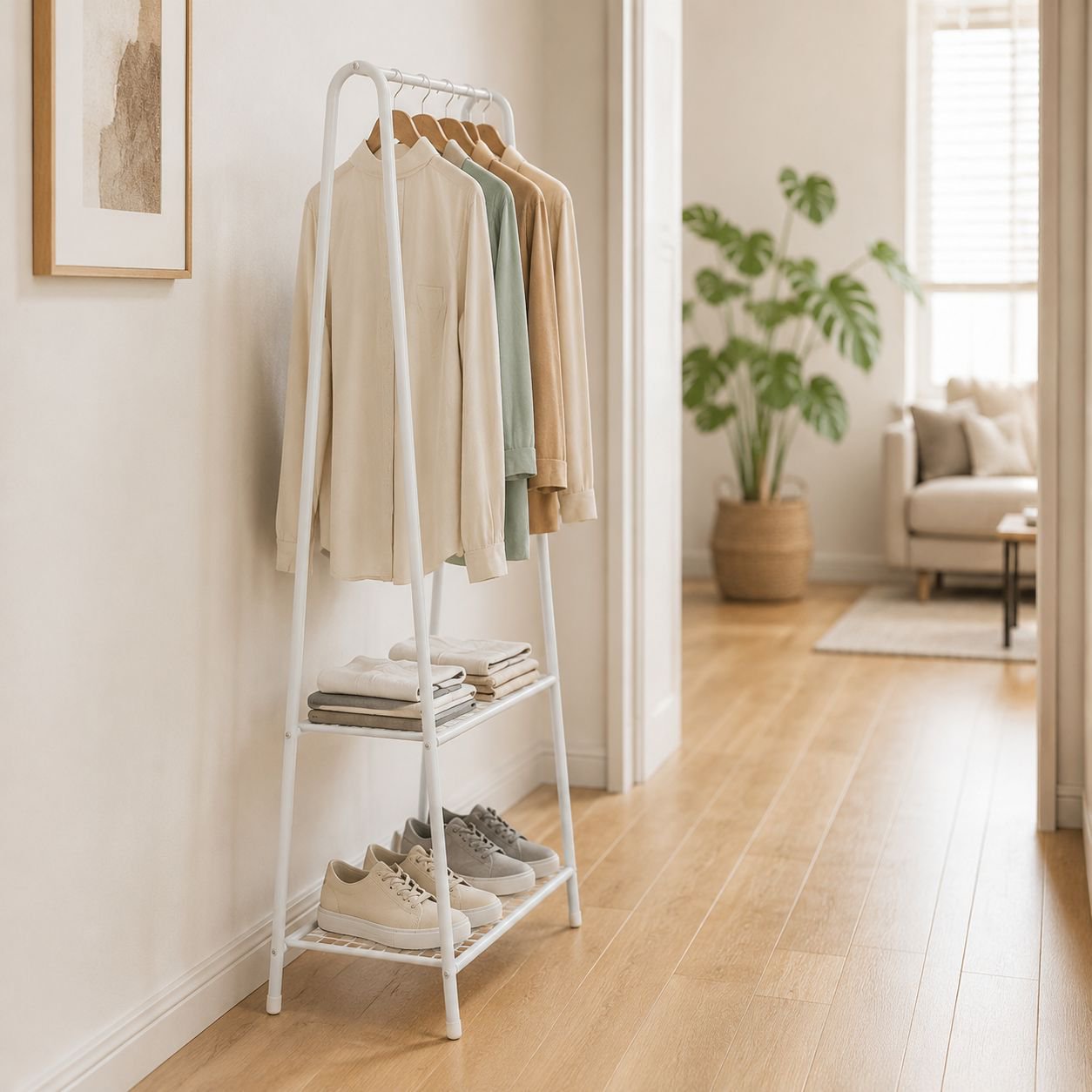 Contemporary design coat rack with multiple hooks