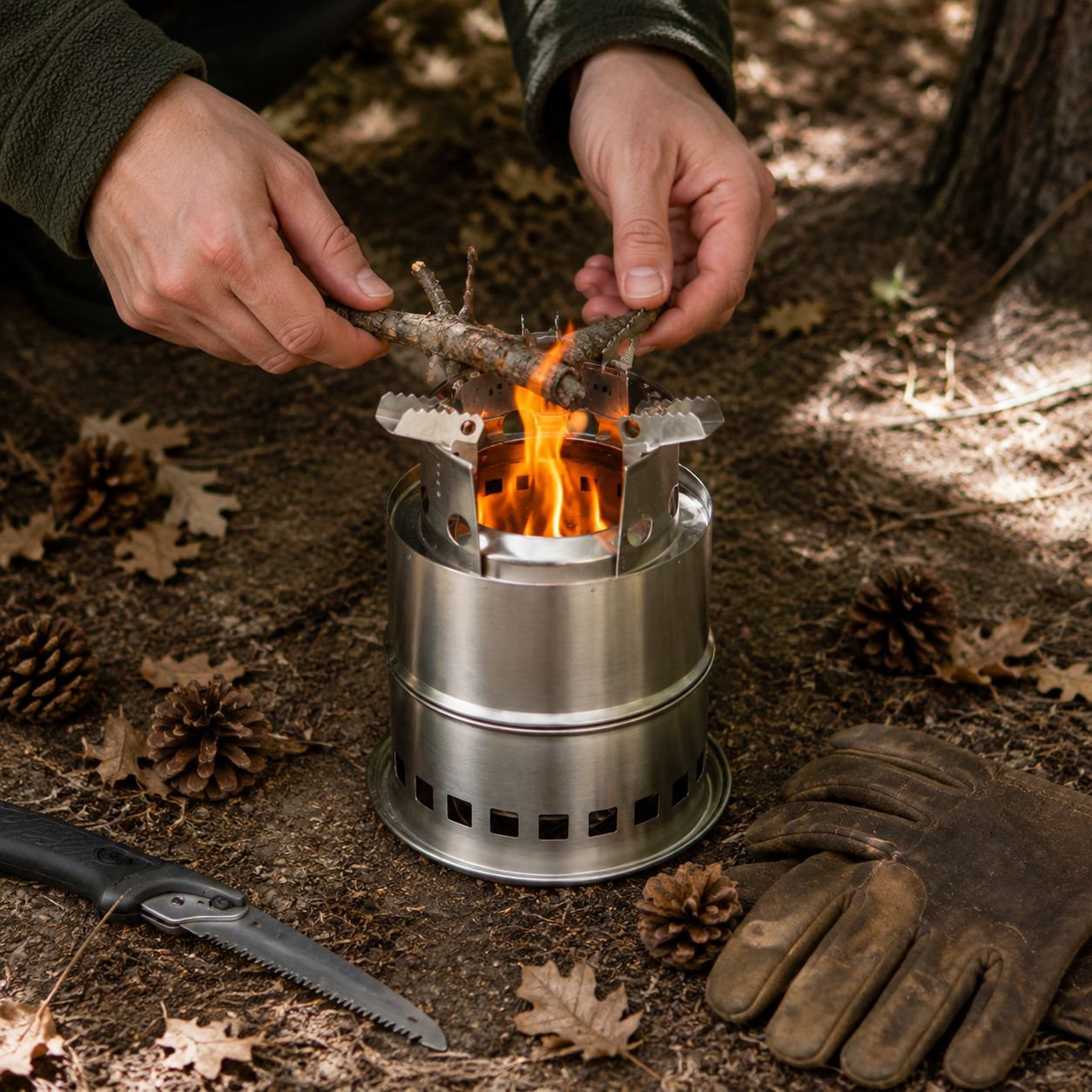 Portable wood stove heating picnic cookout outdoor stove heating stove camping stainless steel stove