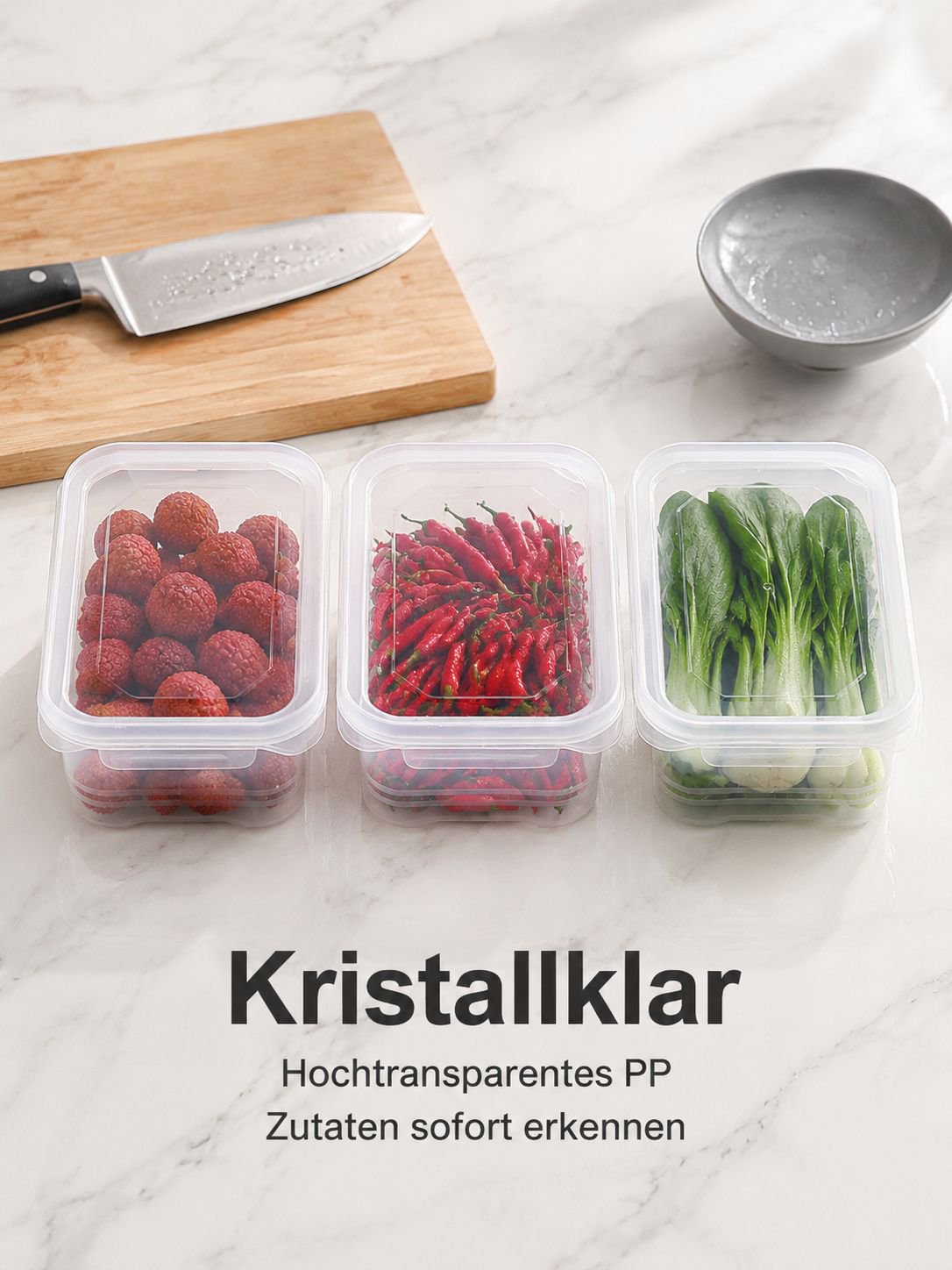 Lebensmittelechte Frischhalteboxen aus PP