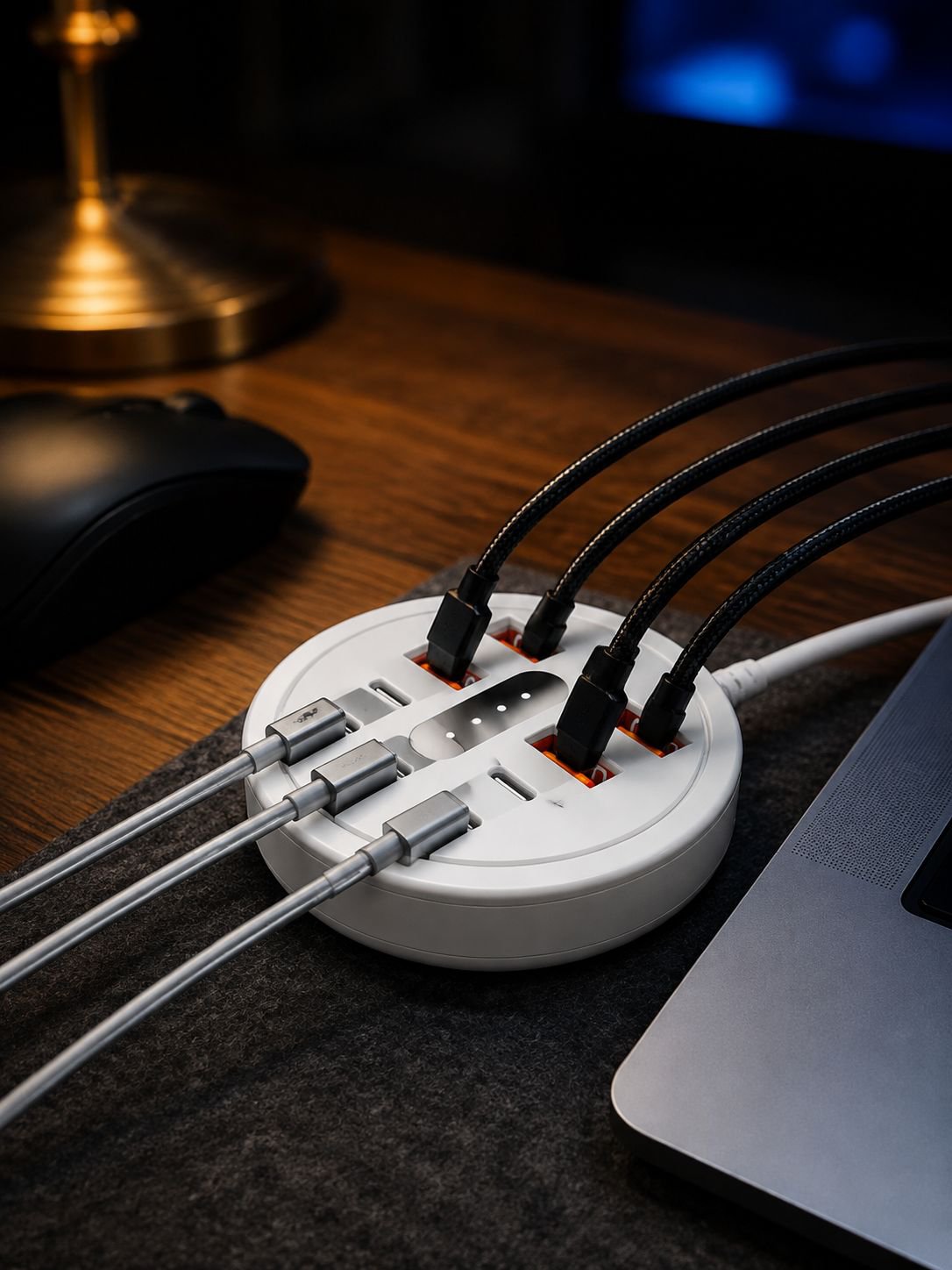 Circular 8-in-1 Portable Multi-Port Dock with USB + Type-C Fast Charging Phone Adapter Power Strip