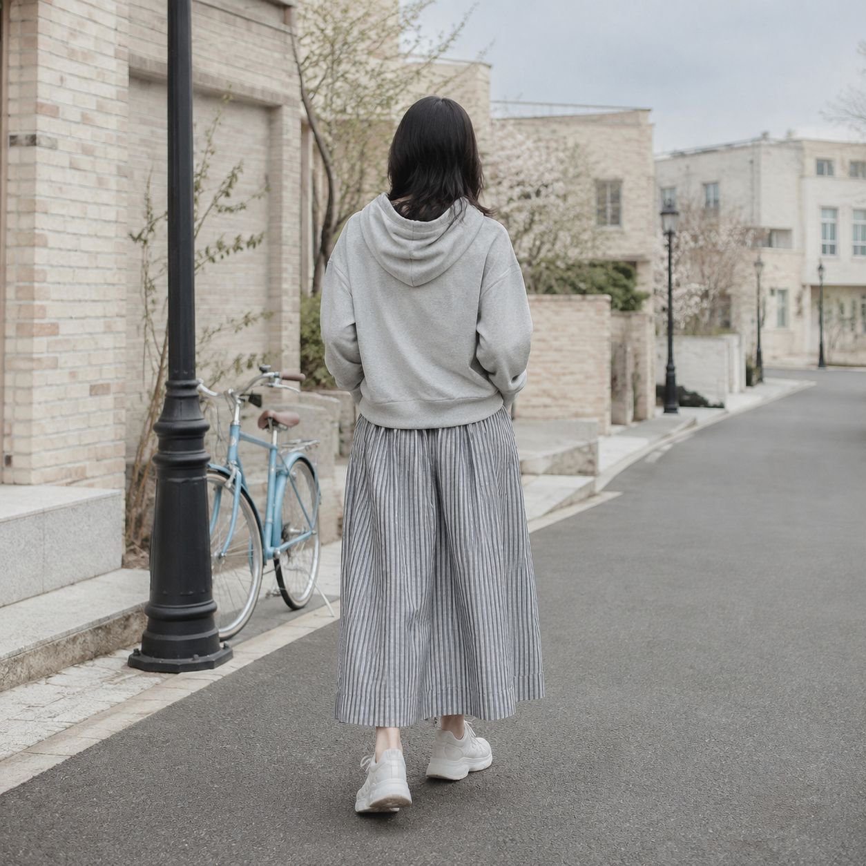 와이드핏 캐주얼 팬츠와 다양한 상의 코디