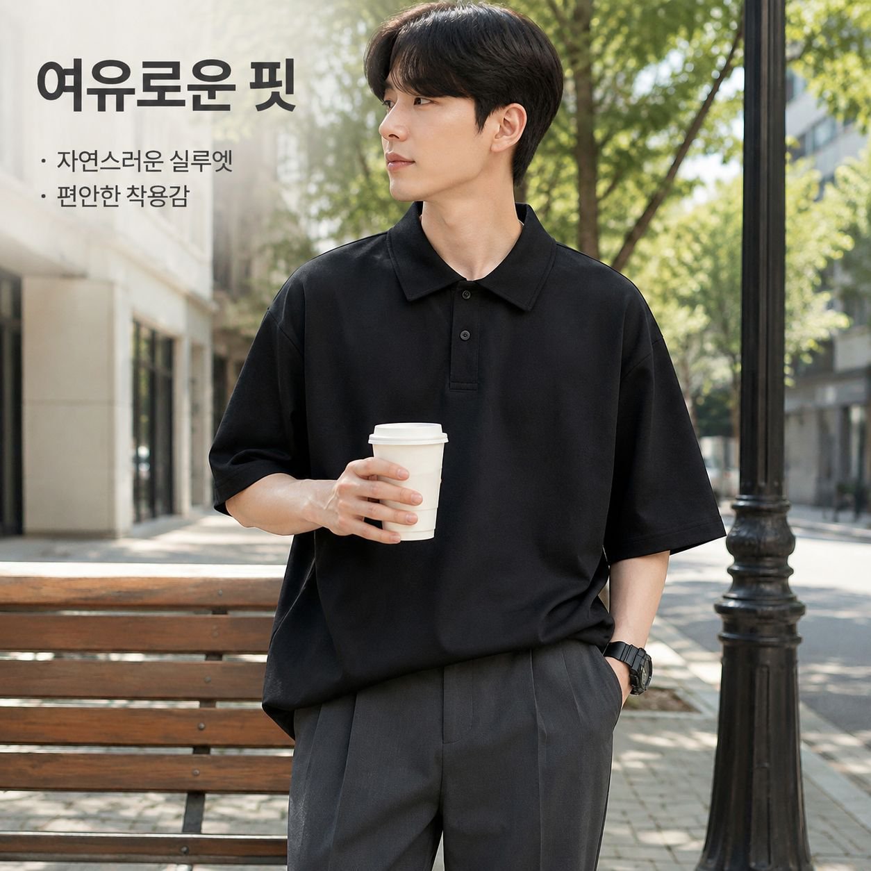 단색 반팔 폴로 셔츠