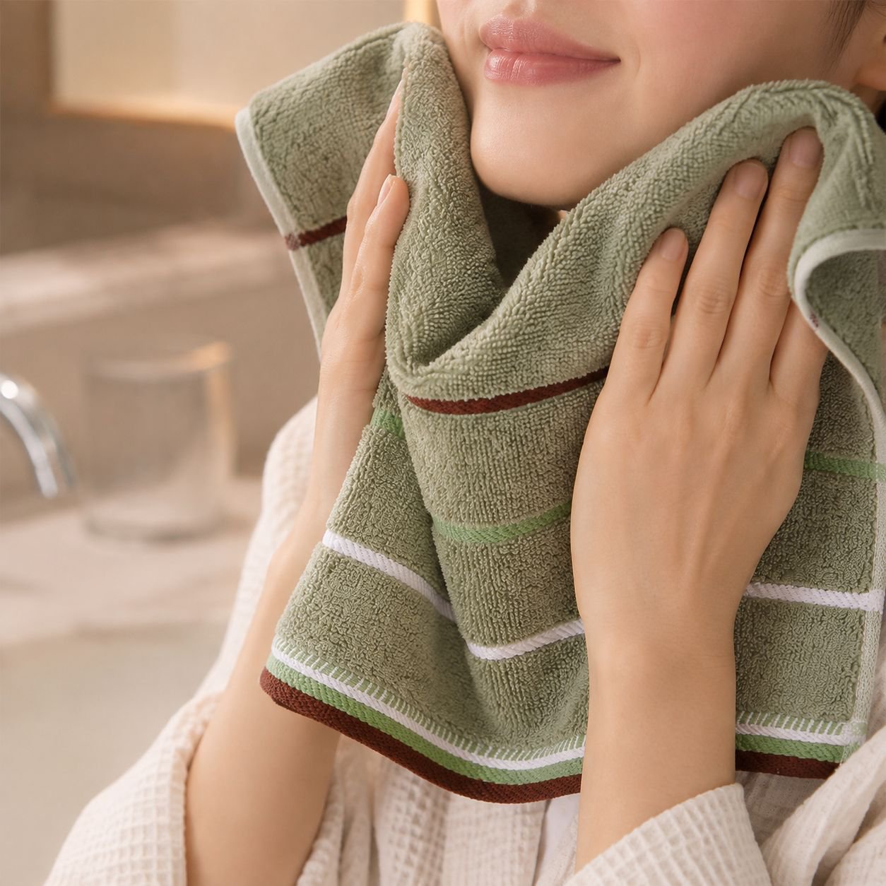 Home Cotton Absorbent Towel, Lint-free Face Cloth for Adults