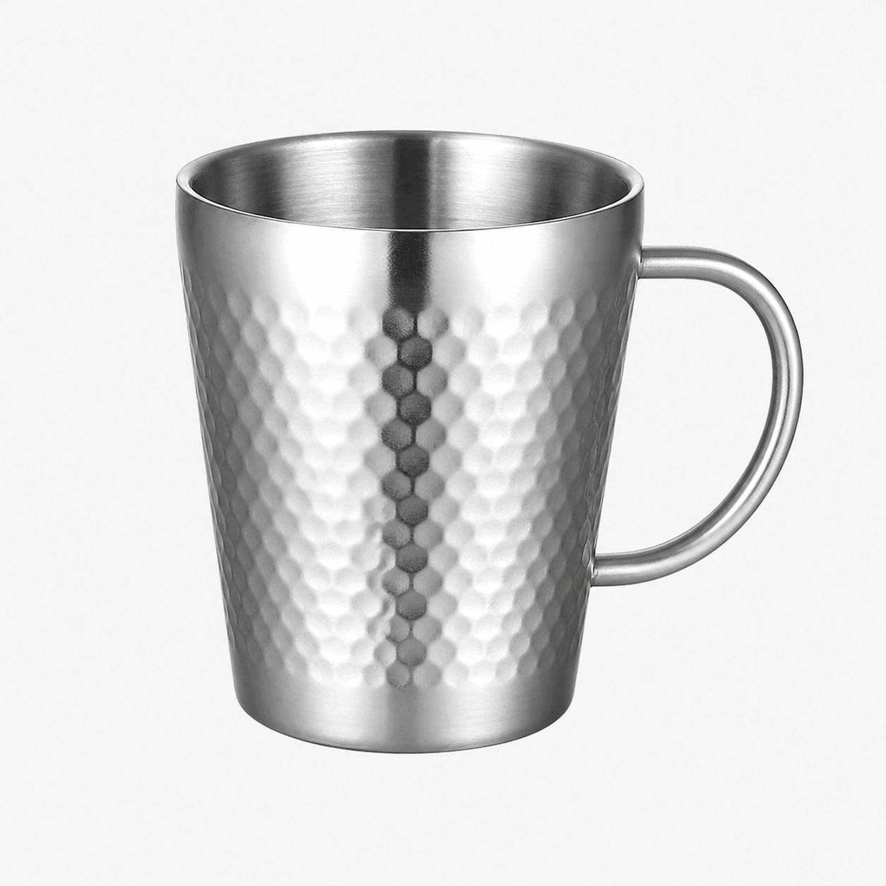 304 Hammered Stainless Steel Double-Wall Insulated Kids Mug with Handle, Straight Sanded