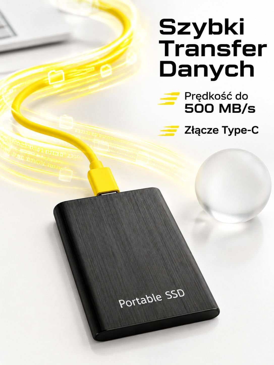 Przenośny dysk twardy o dużej pojemności z metalową obudową szczotkowaną