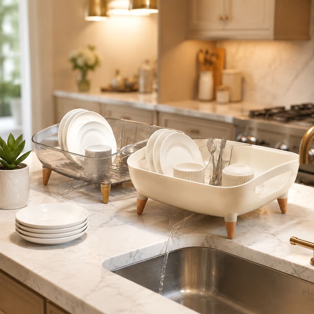 Space-saving kitchen organizer with draining feature