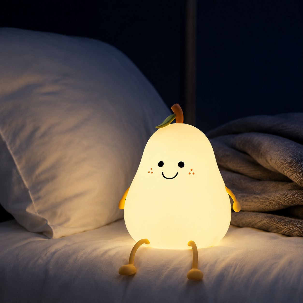 Cute Pear Shape Color-Changing Silicone Night Light USB Charging LED Sleeping Lamp