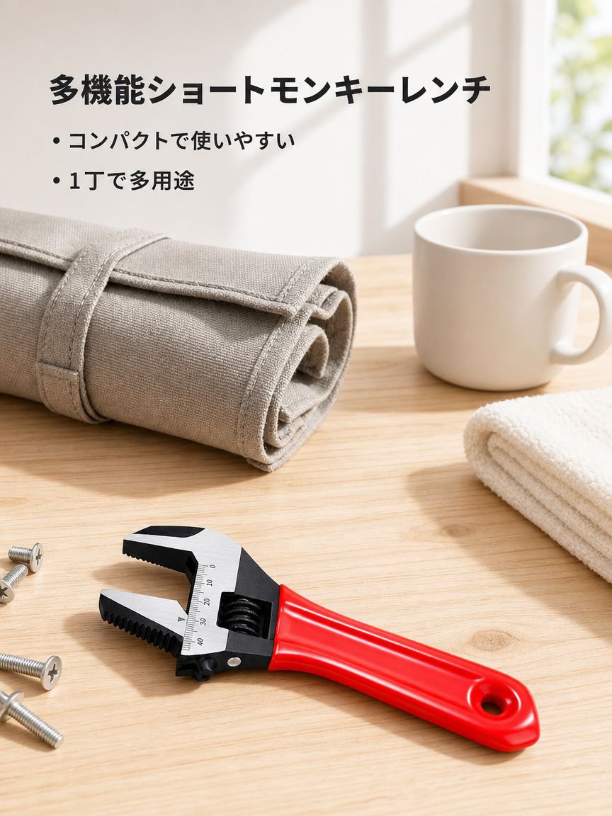 全鋼製超大型開口ショートハンドルモンキーレンチ