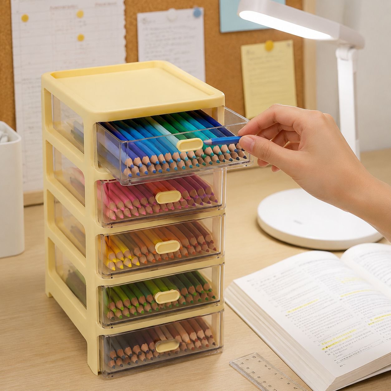Fein gestaltete Aufbewahrungsbox für den Schreibtisch