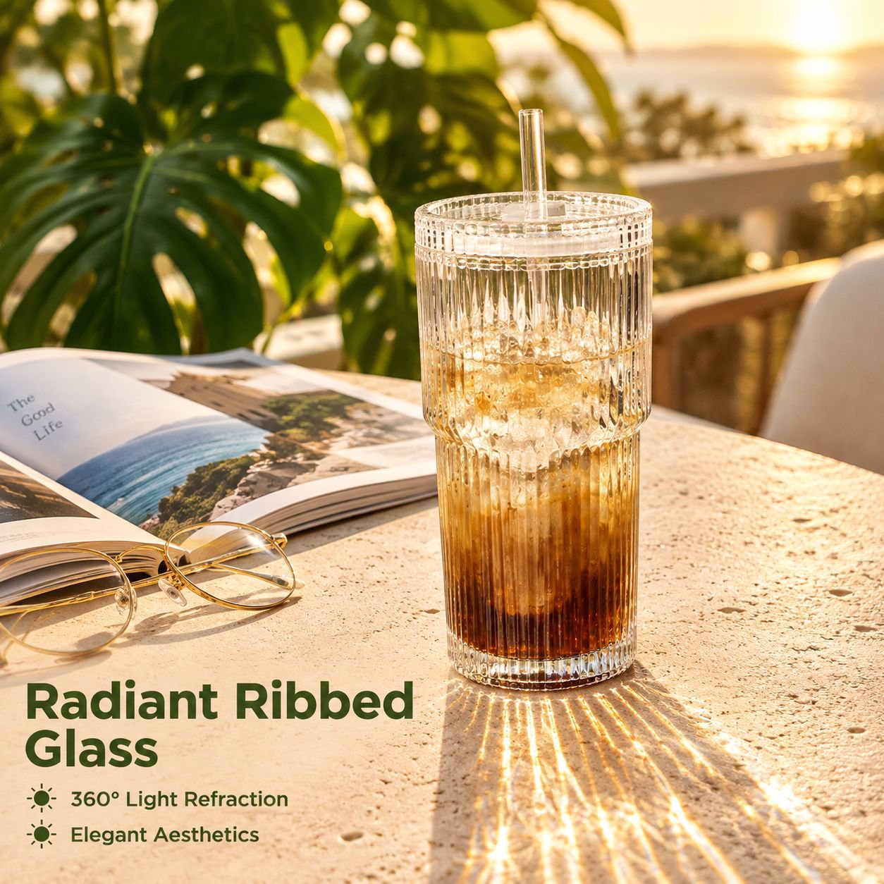 Minimalist Vertical Stripe Clear Glass Coffee Cup