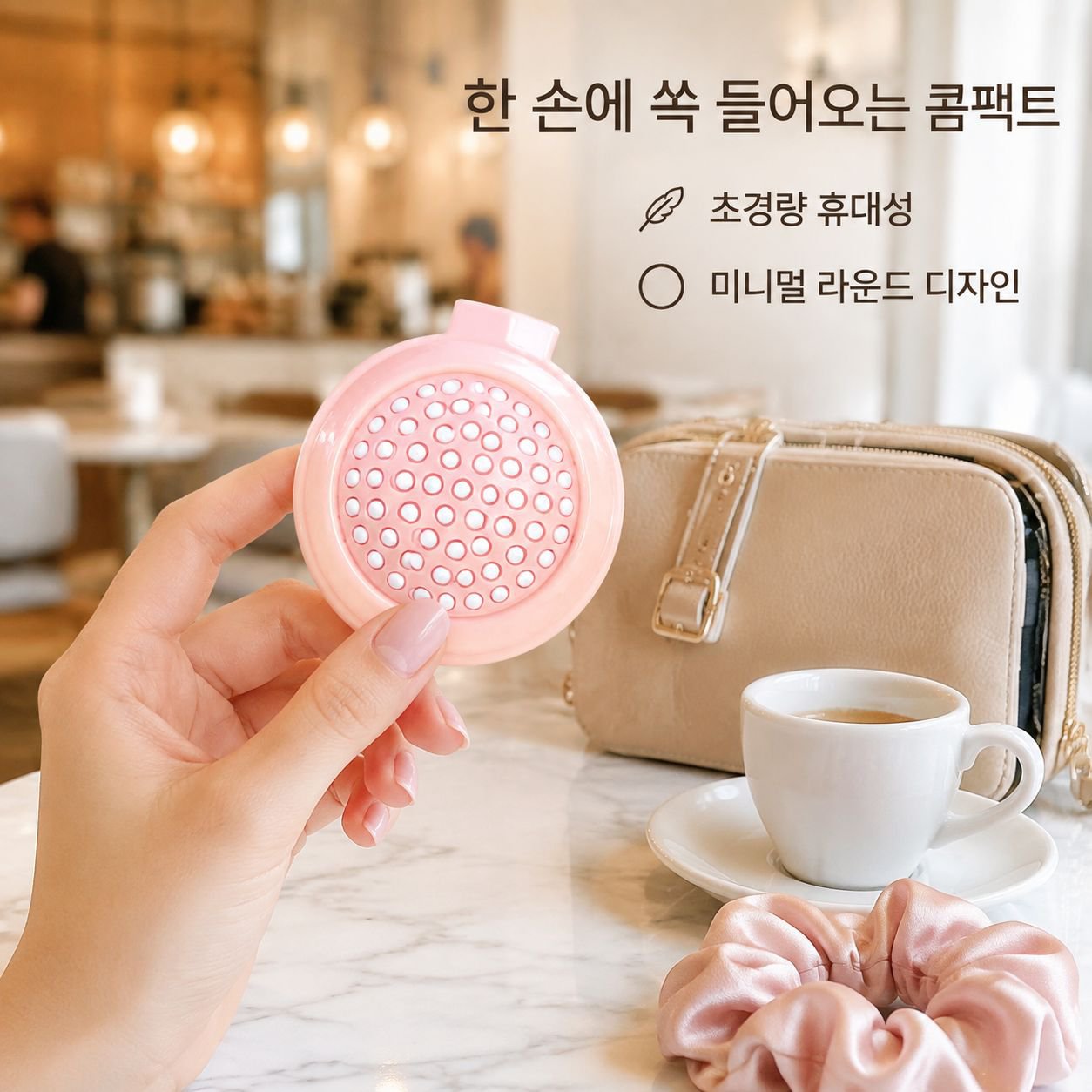 마사지용 접이식 화장 거울과 작은 빗