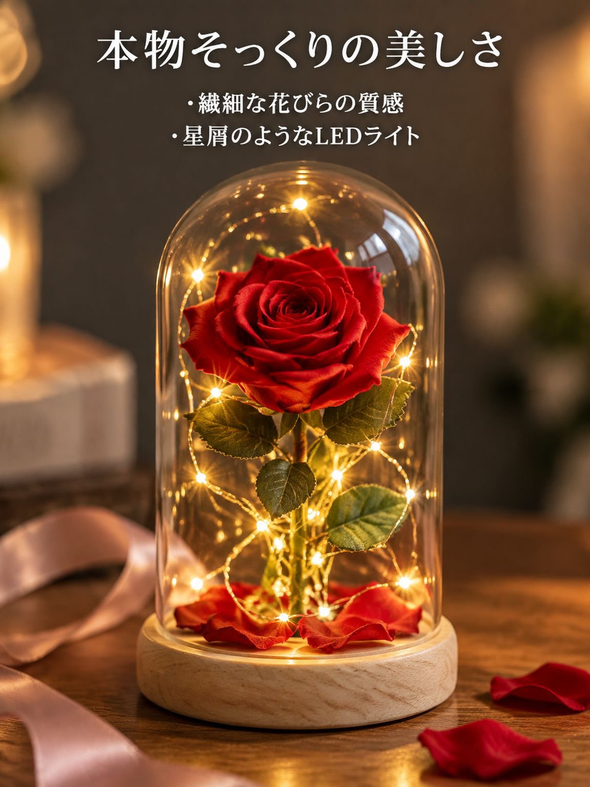 インテリア用造花バラの置物