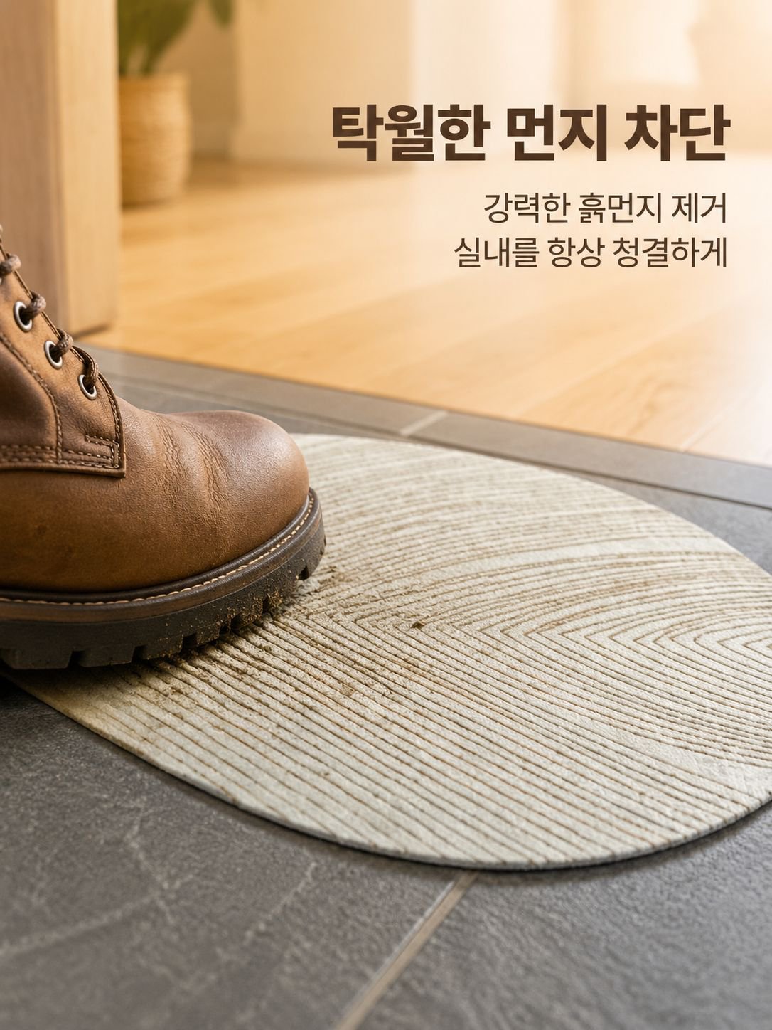 심플 리프 무늬 현관 매트