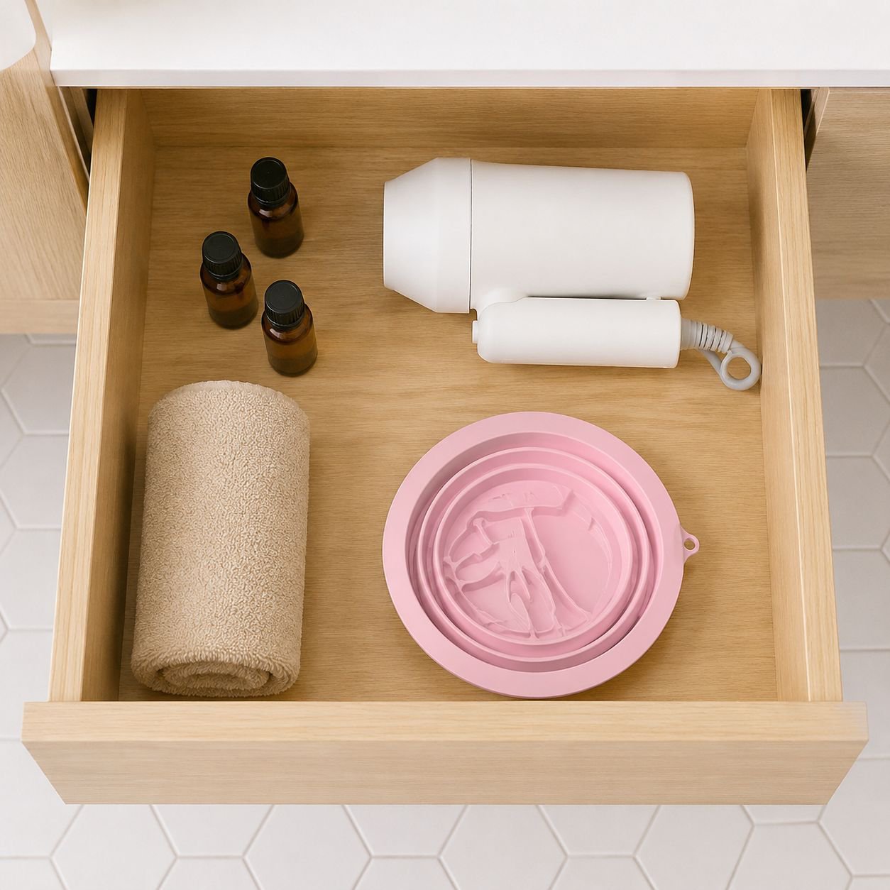 Portable washbasin used as a dish tub while camping
