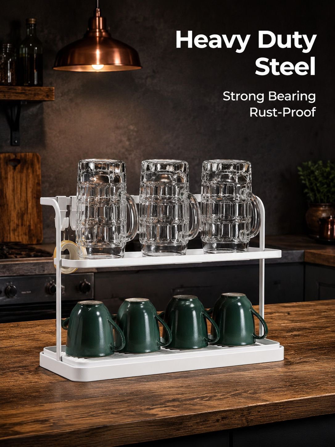 Double layer inverted drip cup holder, tea set, tea cup storage rack