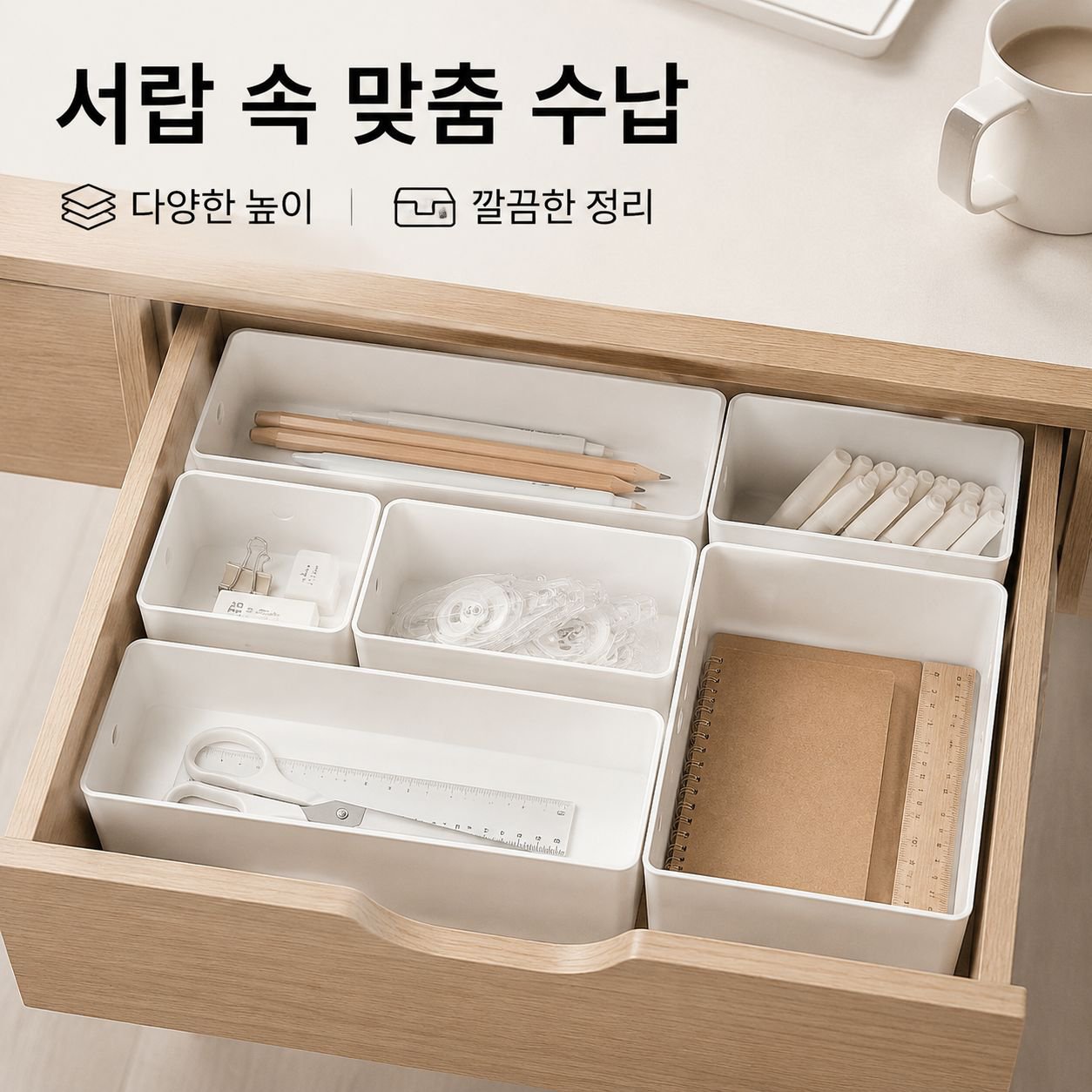 데스크탑 직사각형 수납함