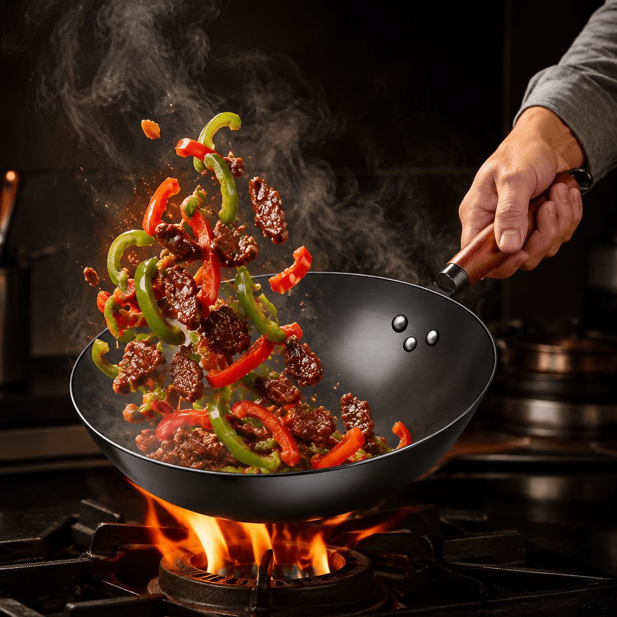 Handcrafted Iron Nonstick Frying Pan, Suitable for Home Gas Stove