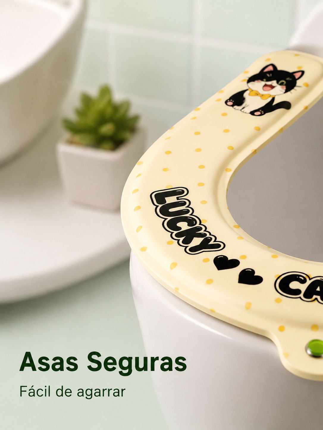 siento de inodoro impermeable extra grueso con diseño de dibujos animados y asas