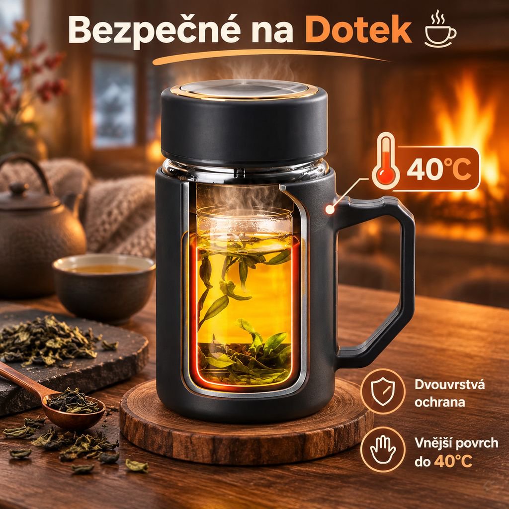 Velkokapacitní dvouvrstvý plastový skleněný hrnek, vhodný do kanceláře i domácnosti