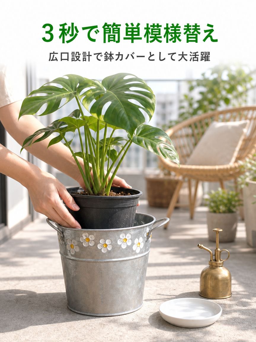 ガーデンブリキバケツ、植木鉢