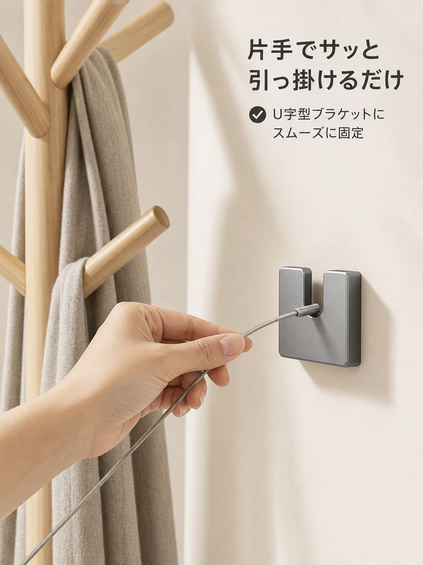 目立たないデザインの家庭用物干しロープ
