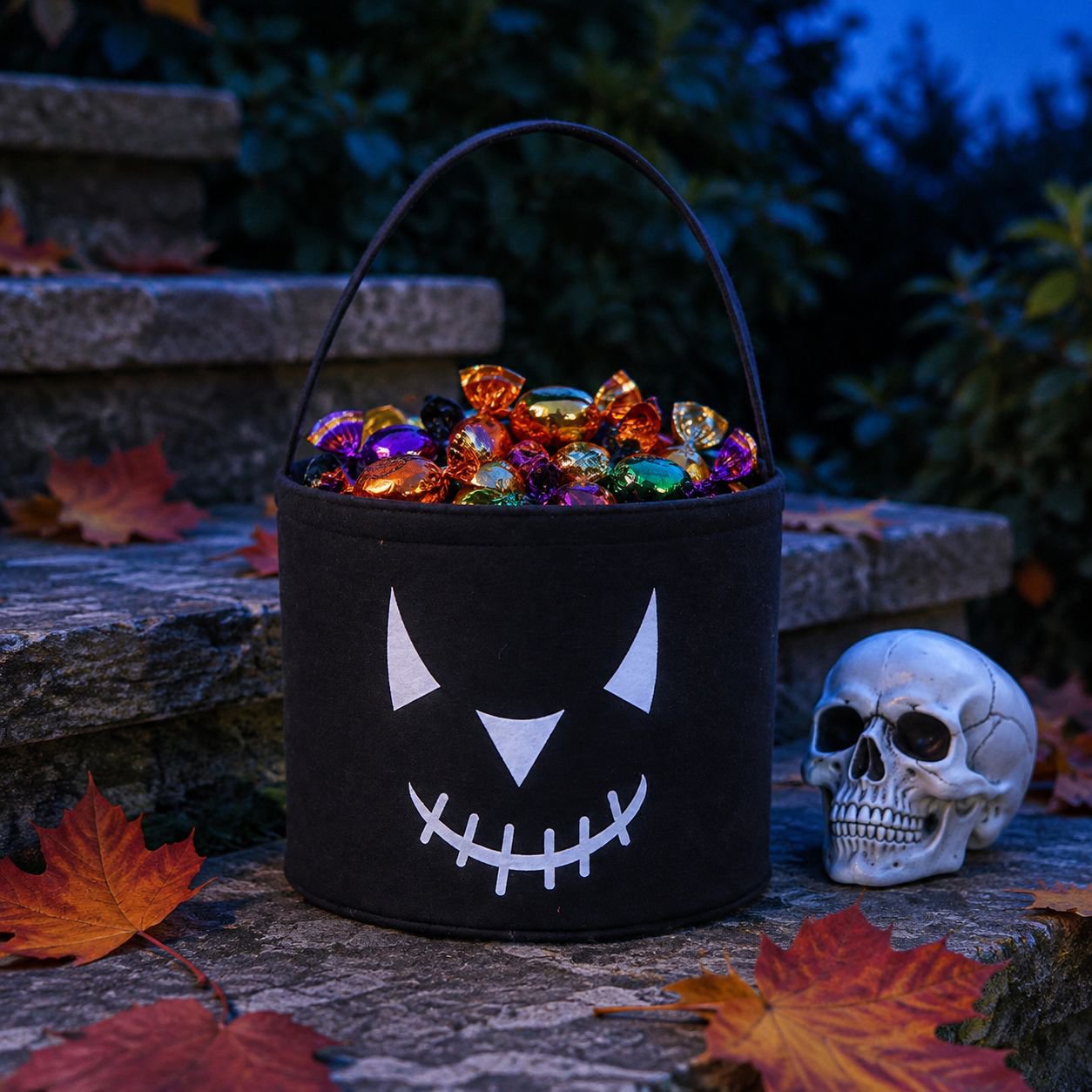 Halloween Cartoon Felt Handbag Storage Bucket