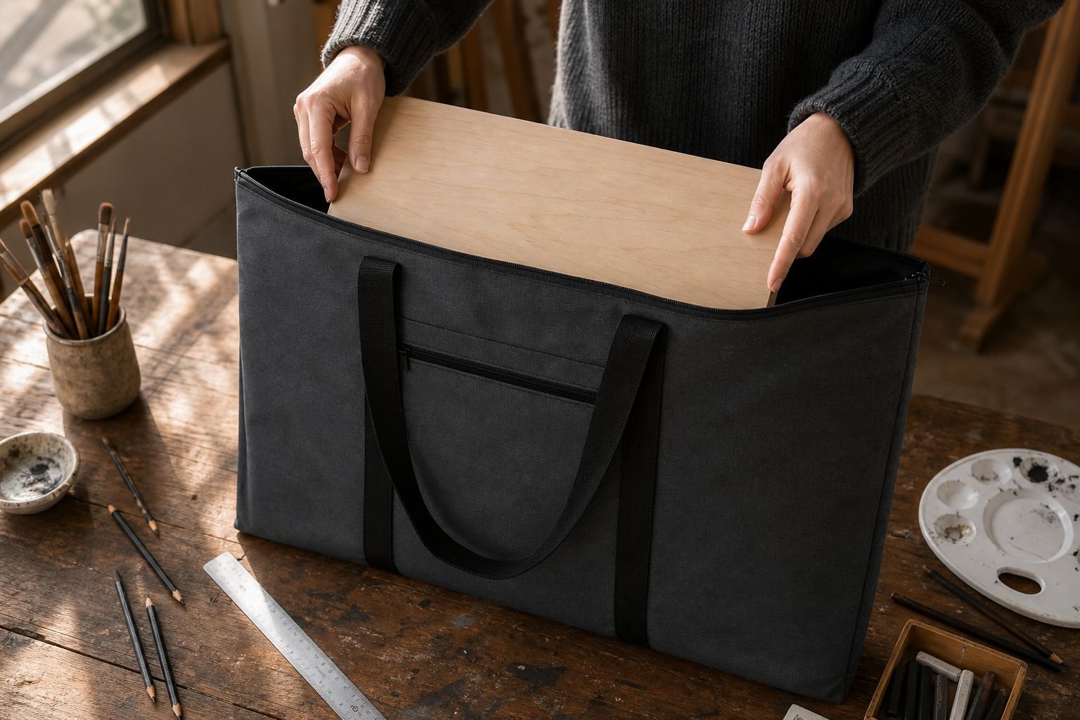 Art Exam Handheld Drawing Board Bag, Portable Sketch Board Storage Bag, Crossbody Drawing Set