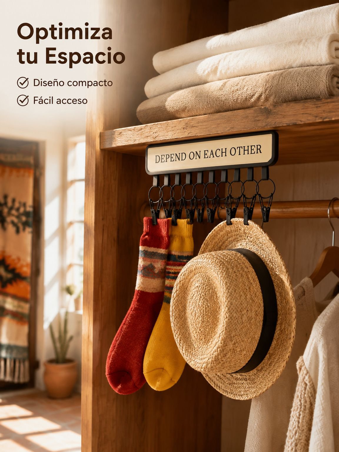 Tendedero autoadhesivo para armario, colgador multifuncional de ropa, sombreros y calcetines
