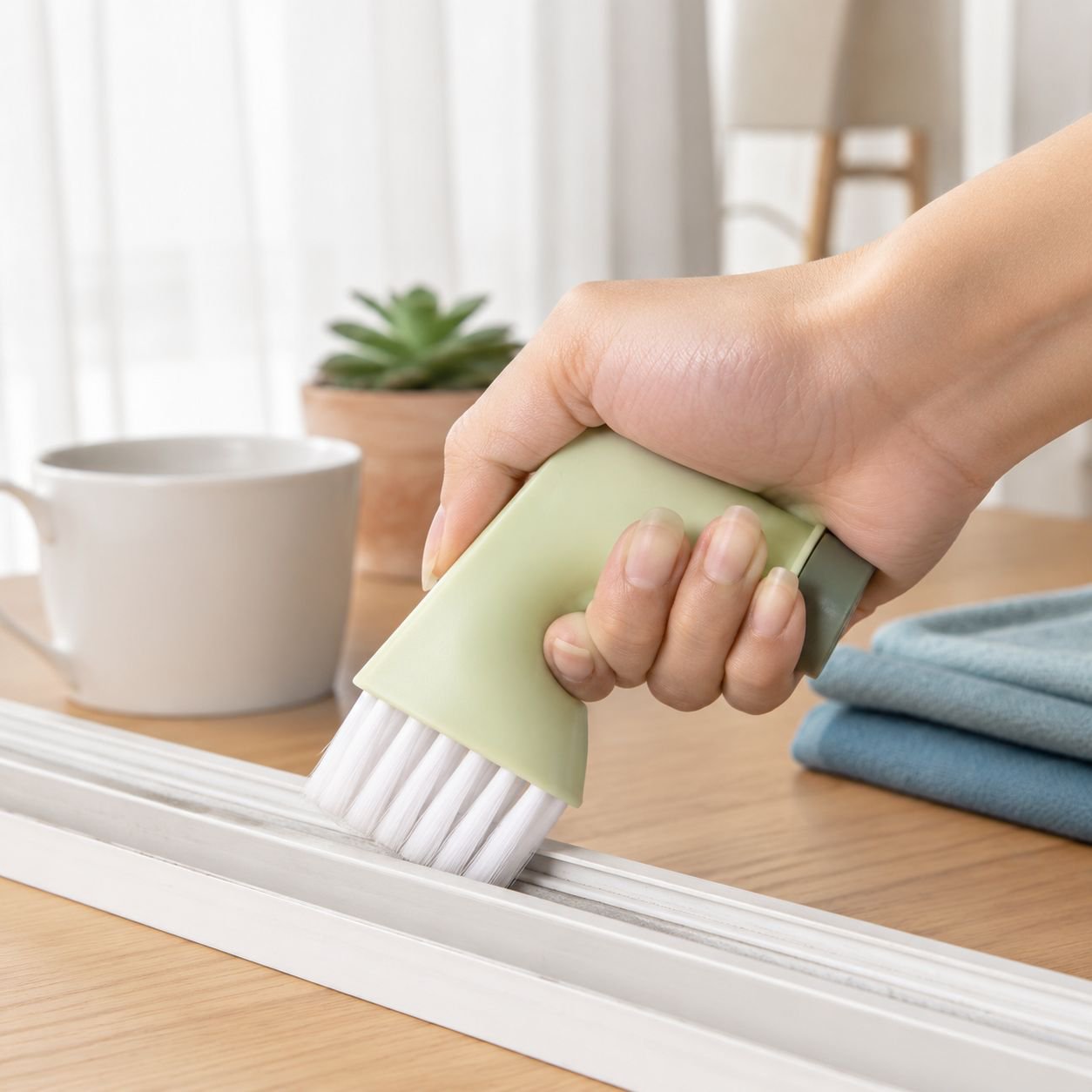 Close-up of the cleaning brush bristles