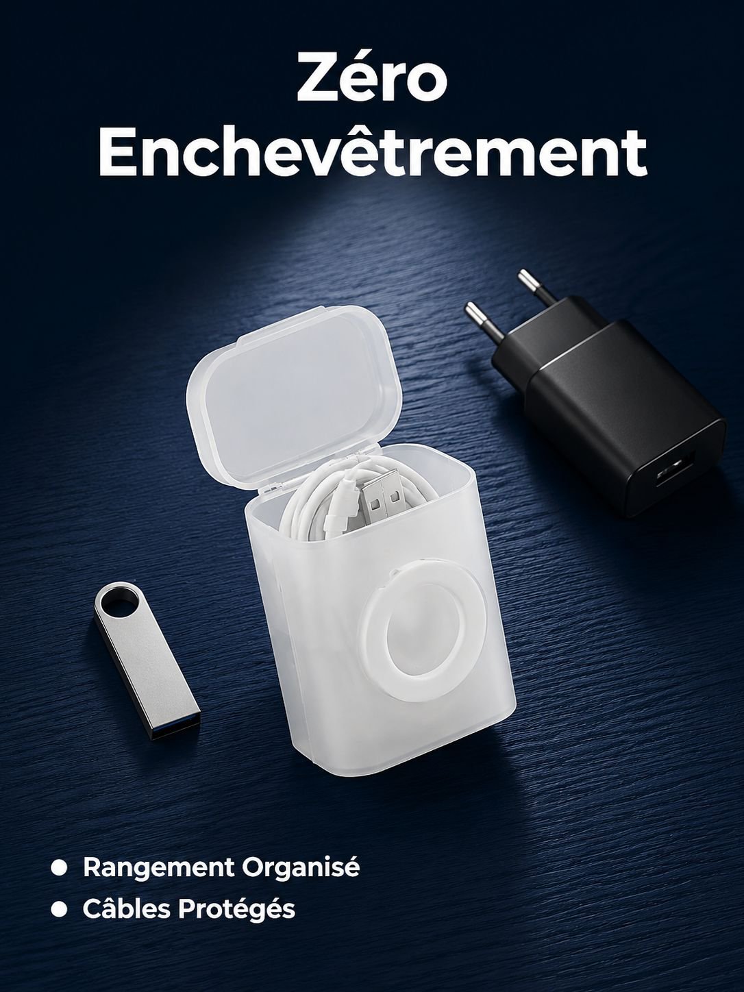 Boîte de rangement portable pour câbles de données