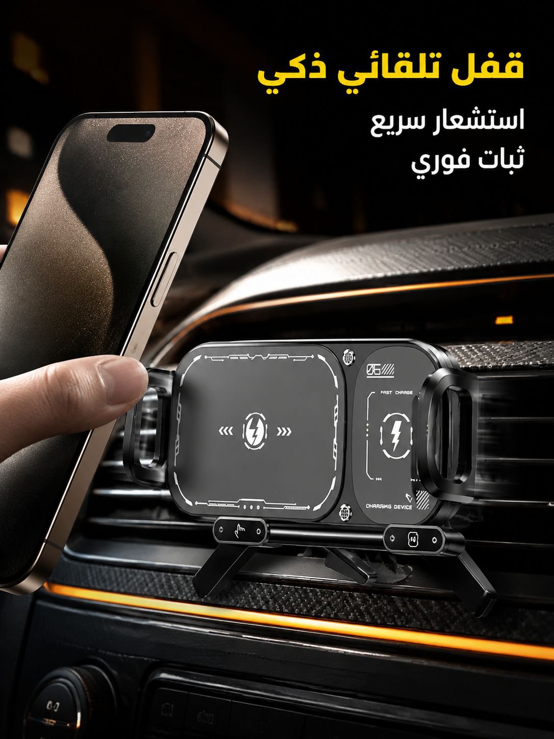 تثبيت آمن لهاتف الشاشة الكبيرة داخل السيارة