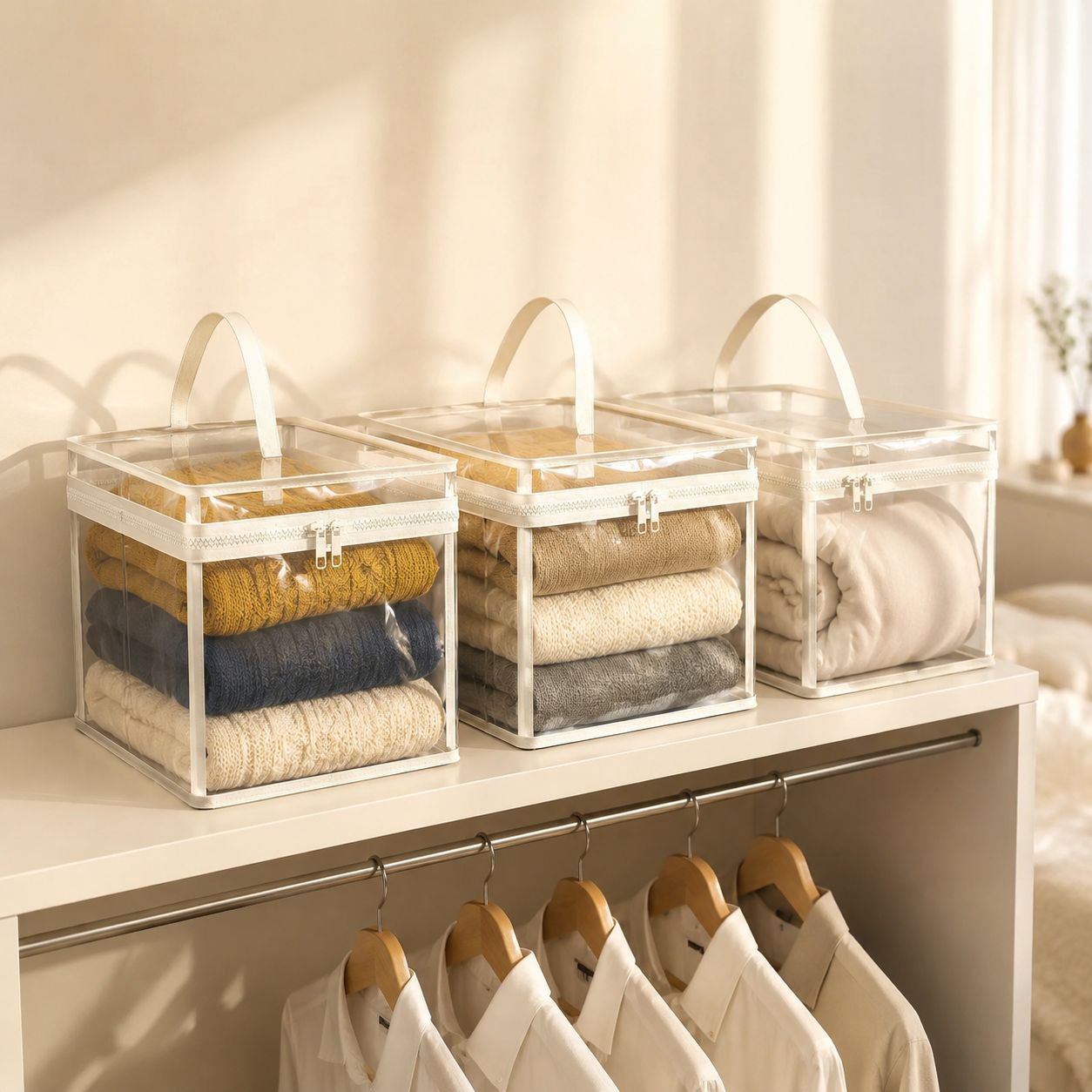 Thickened transparent multipurpose storage bag front view