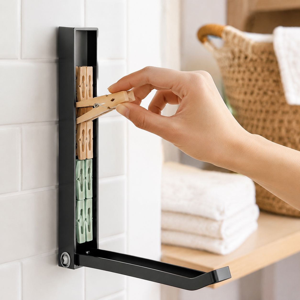 Compact storage solution for small spaces using wall-mounted hanger