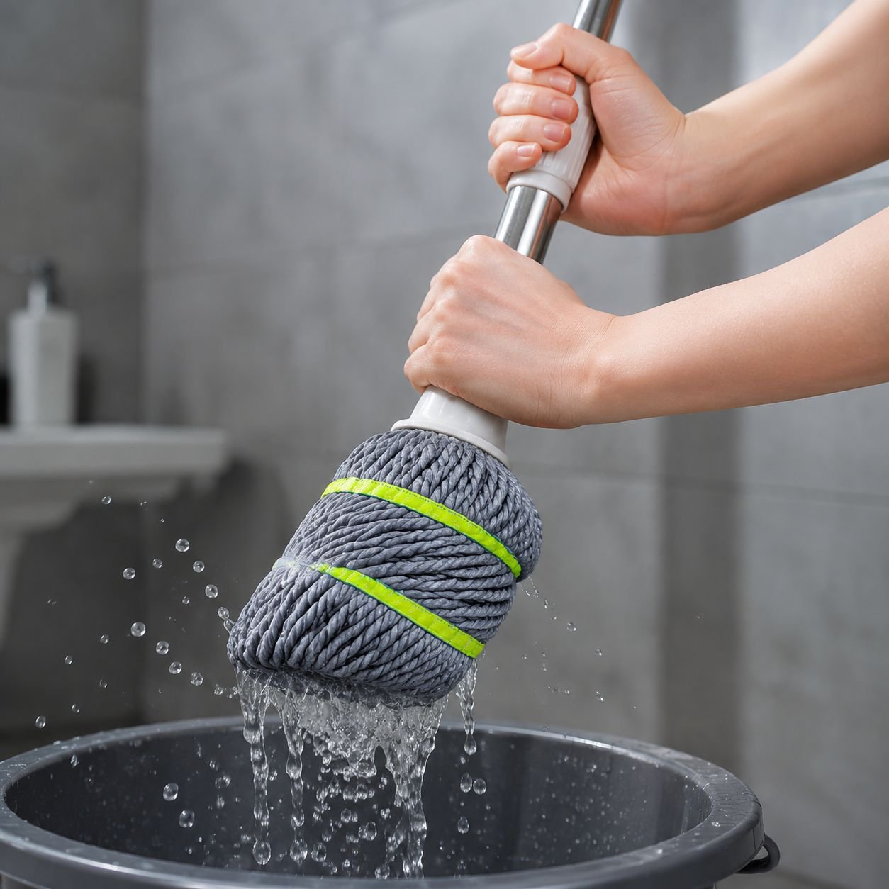 Hangable Water-Absorbing Mop Set with Bucket, Manual Floor Cleaning Tool