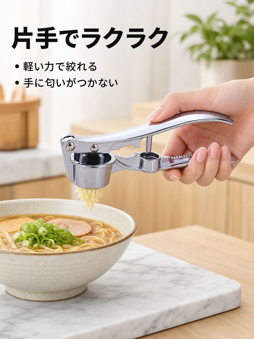 ステンレス製ガーリックプレス