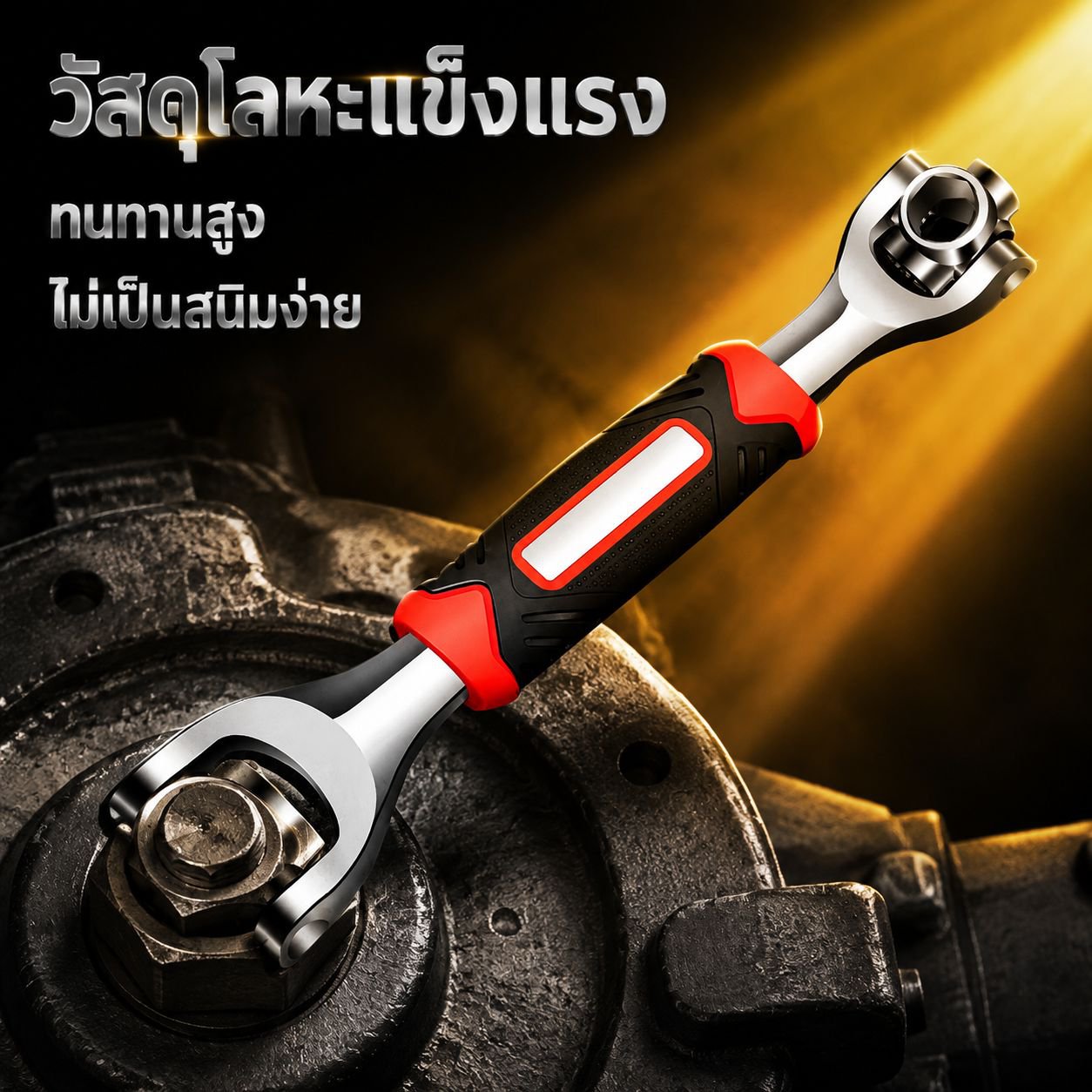 ประแจอเนกประสงค์ 8-in-1 ด้ามยาง ประแจซ็อกเก็ตปรับได้แบบมัลติฟังก์ชั่น