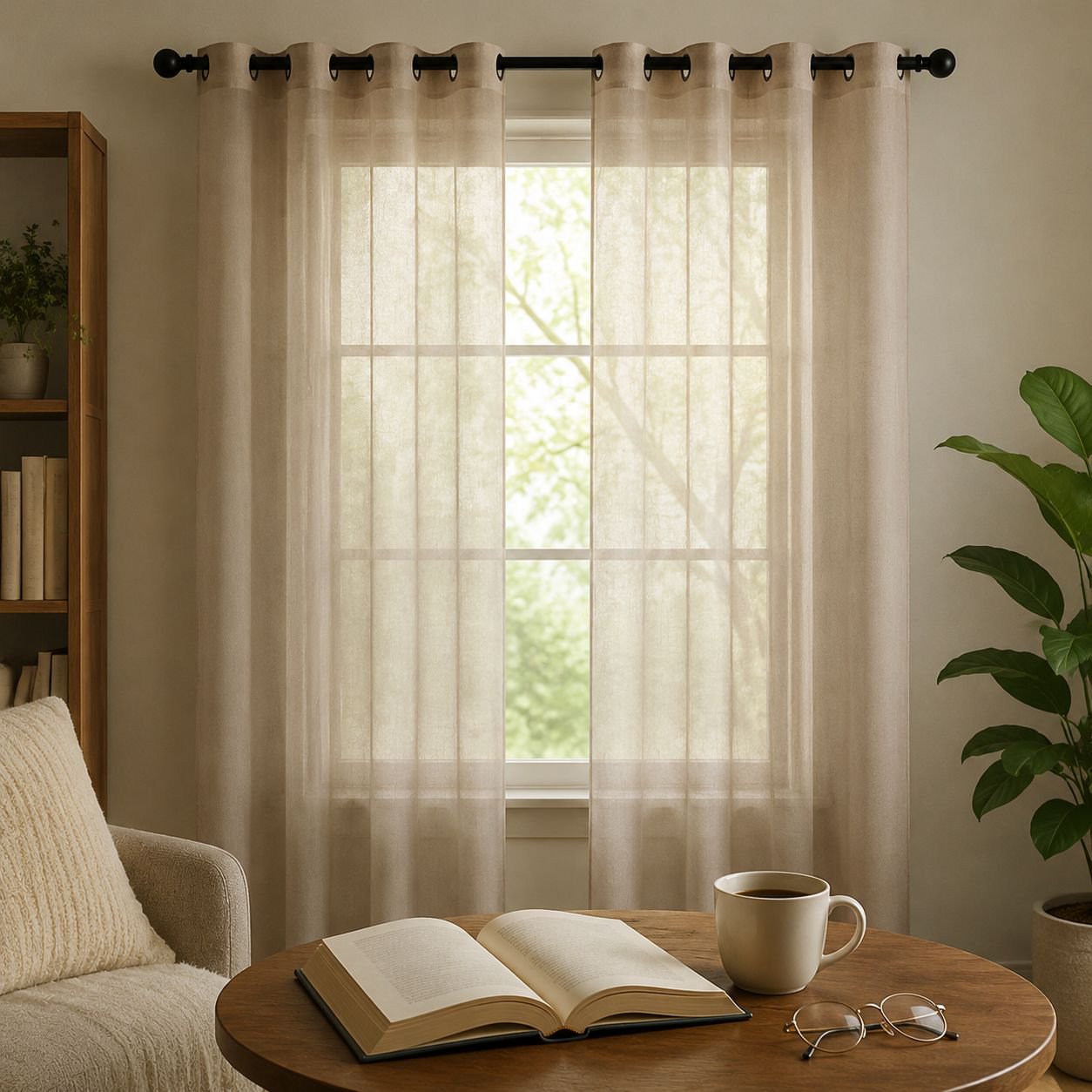 Elegant solid color curtain for balcony window treatment