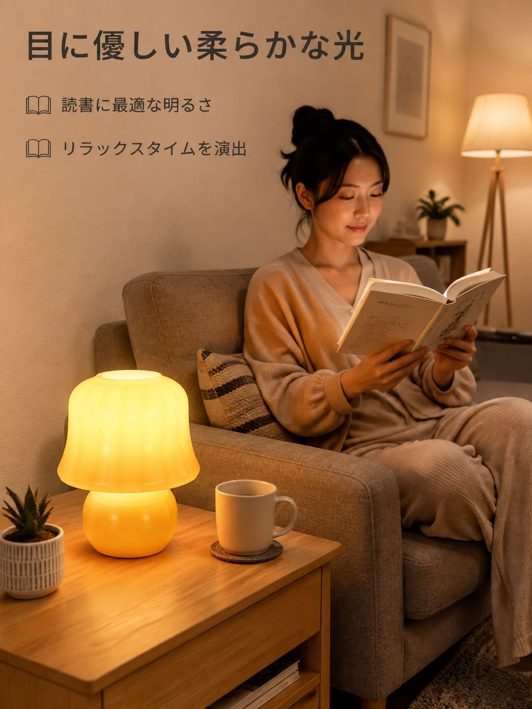 キノコ型のベッドサイドランプ