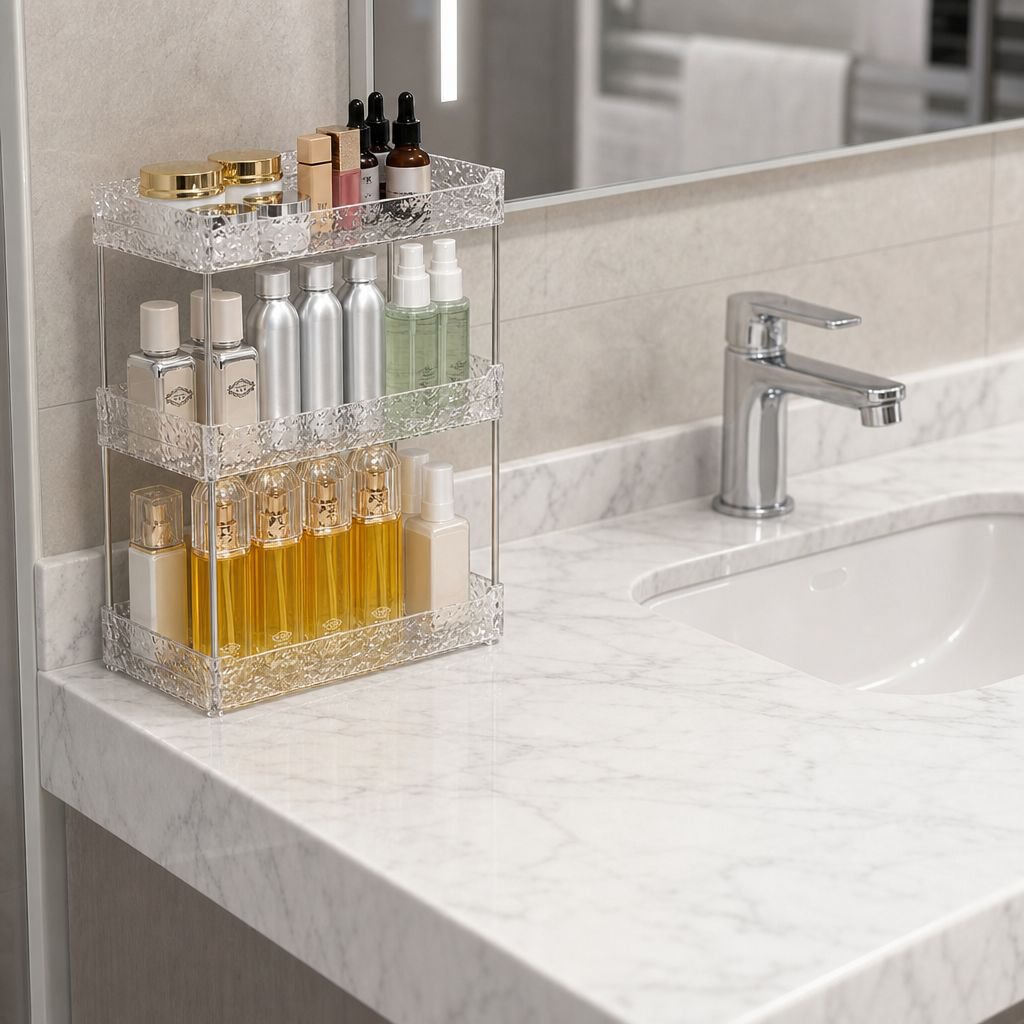 Multi-functional storage box for cosmetics and toiletries