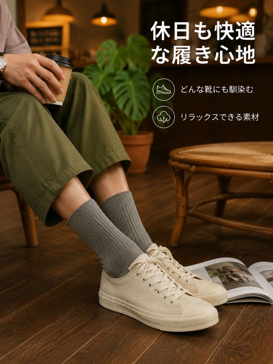 ふくらはぎ丈ソックス