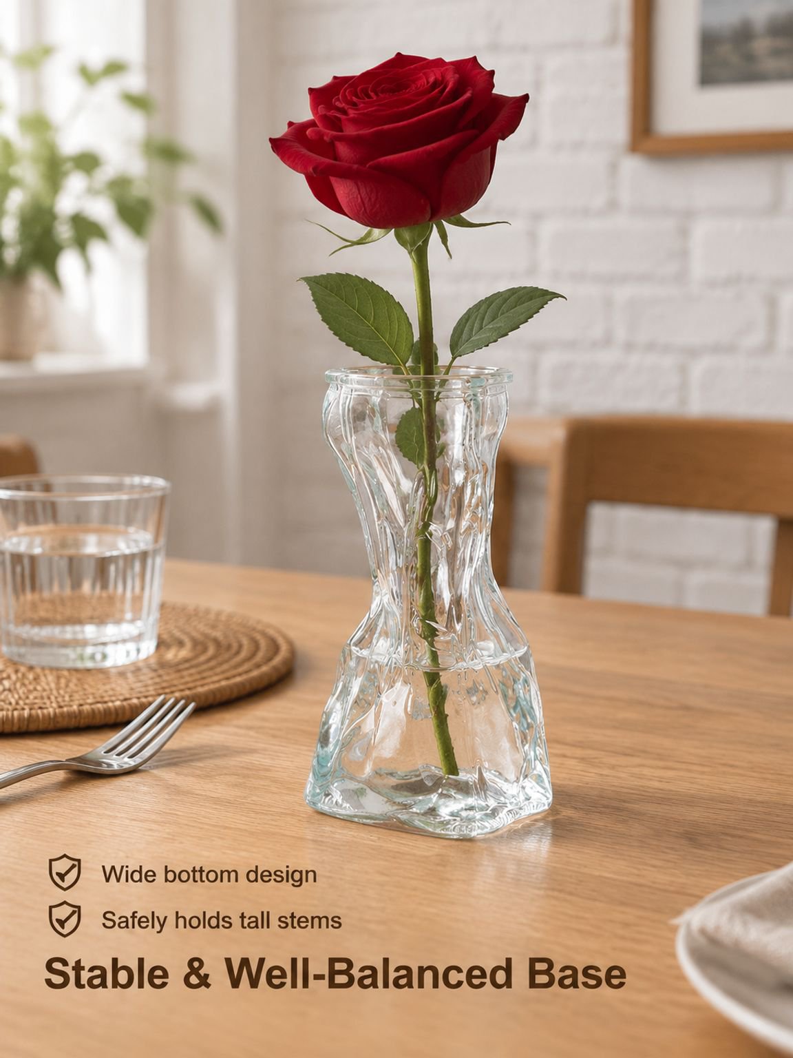 Coin purse inspired glass planter on a tabletop