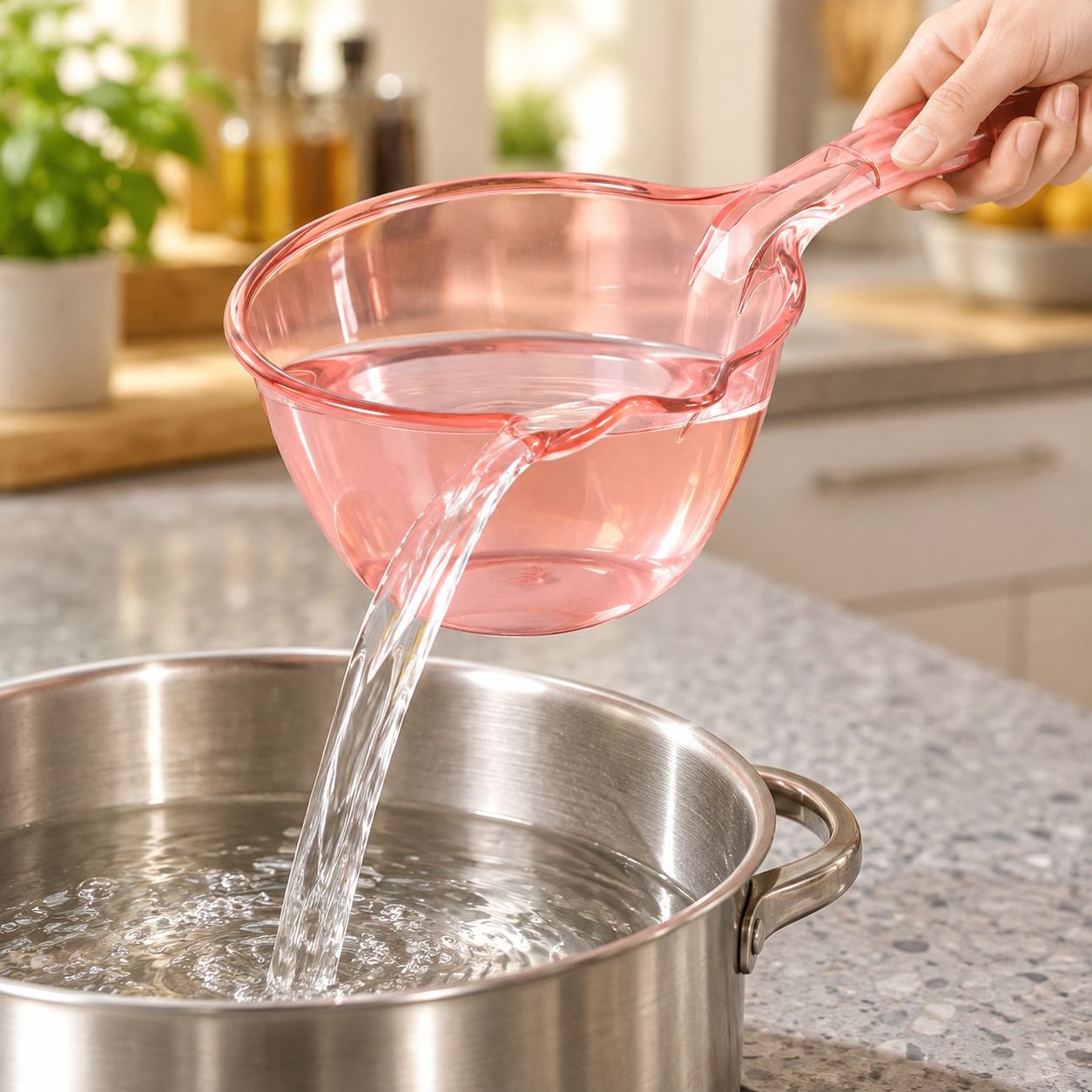 Oversized Home Kitchen Durable Plastic Scoop Long Handle for Bathing and Washing
