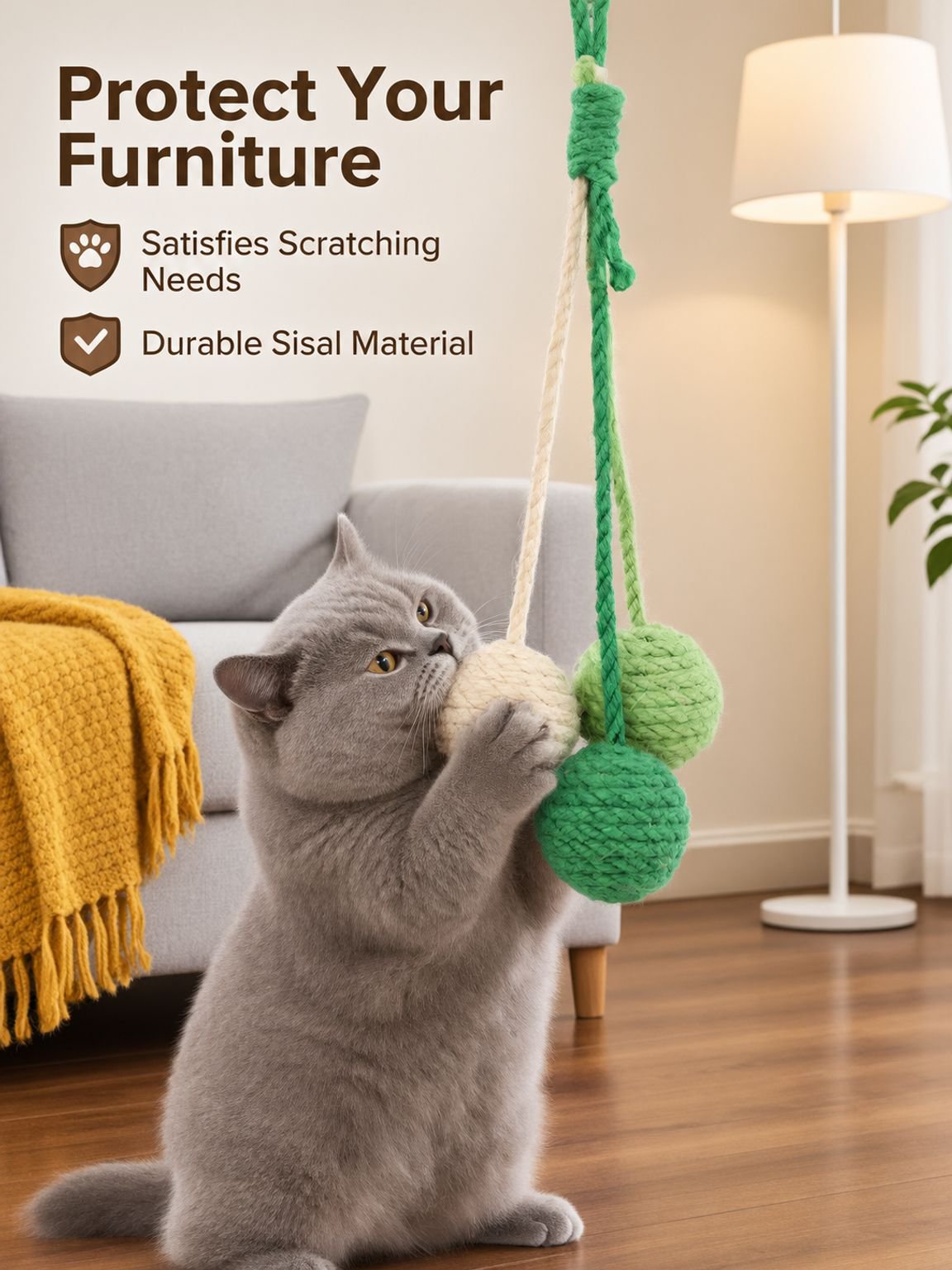 Hanging sesame ball cat toy